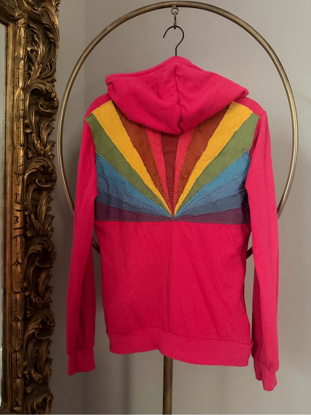 Aviator Nation Hot Pink Rainbow Stitch Sweatshirt (M) and Pants (S) Set - Picture 2 of 7